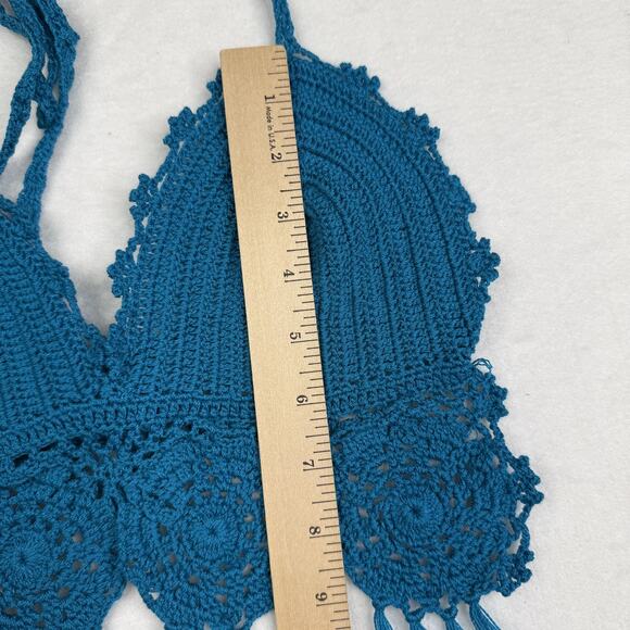 Handmade Crochet Halter Top Womens Fringe Boho Festival Crop Beachwear - Picture 7 of 7